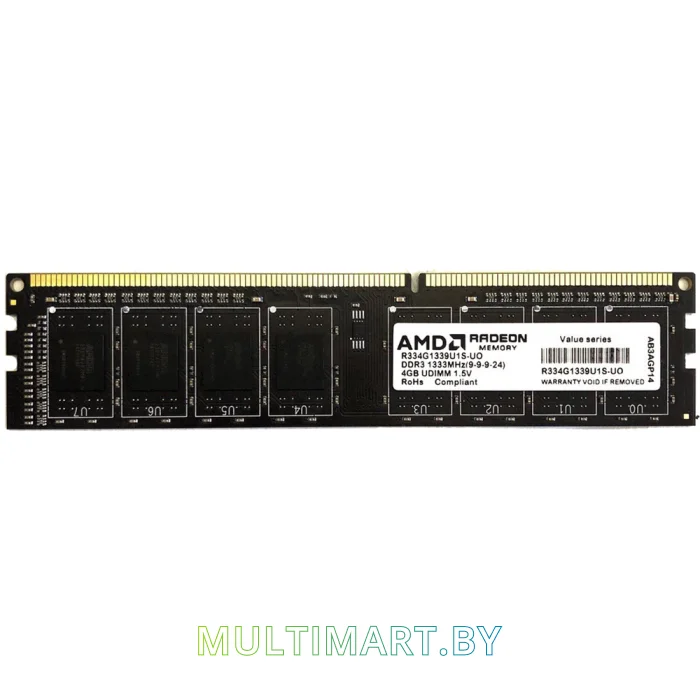 Оперативная память AMD Radeon Value 4GB DDR3 PC3-10600 (R334G1339U1S-UO)